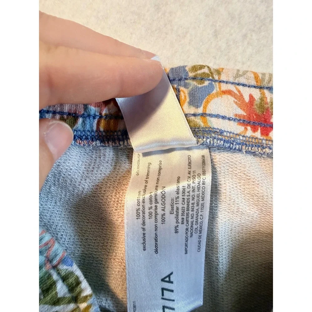 Carters Kid Girls Floral French Terry Shorts Blue Orange Size 7 7A Tropical